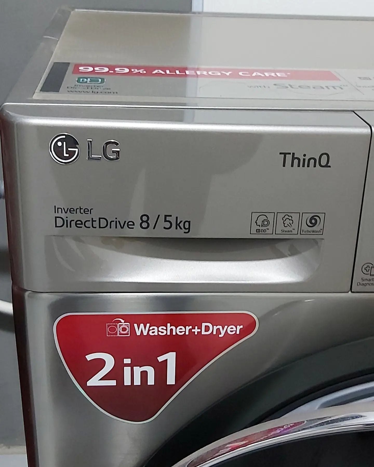 LG F4J3TMG5P Lave-linge séchant à chargement frontal, 8/5 kg – Argenté par LG