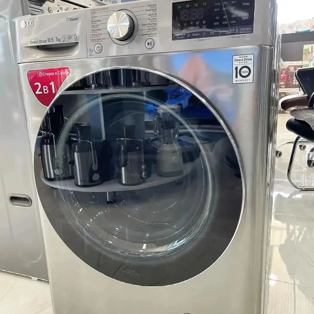 LG F4V5RGP2T Laveuse-sécheuse à chargement frontal, 10,5/7 kg - Argent