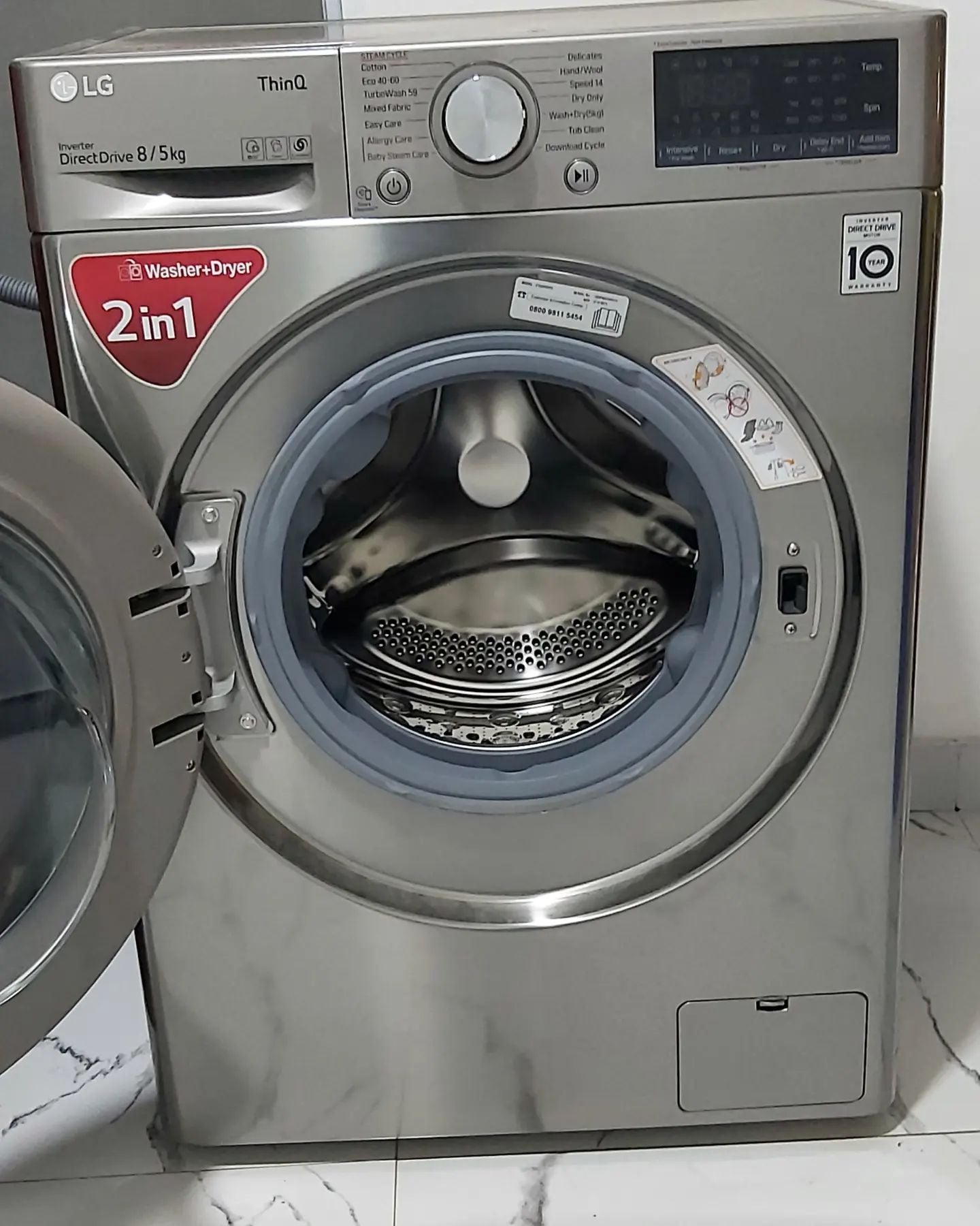LG F4J3TMG5P Lave-linge séchant à chargement frontal, 8/5 kg – Argenté par LG